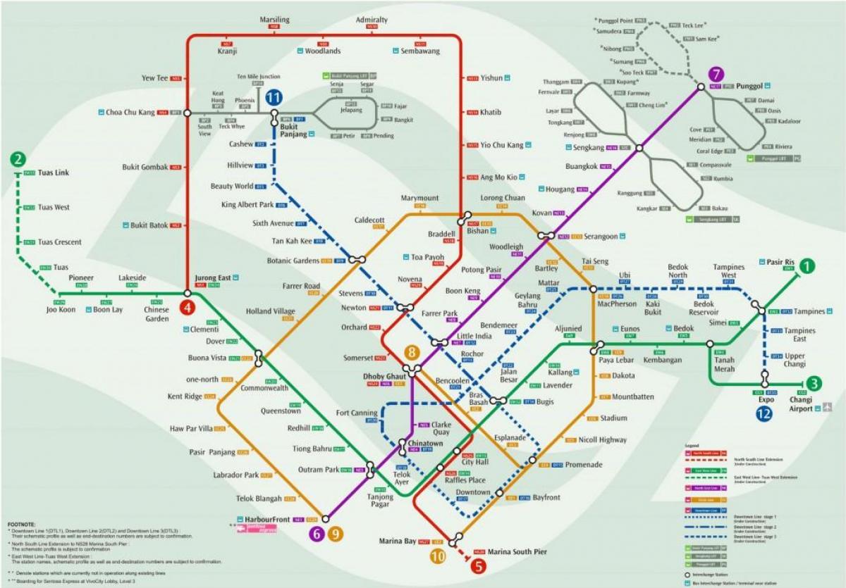 карта Сингапура Железнодорожный