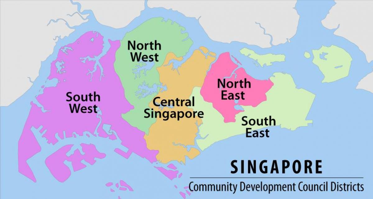 карта Сингапура области