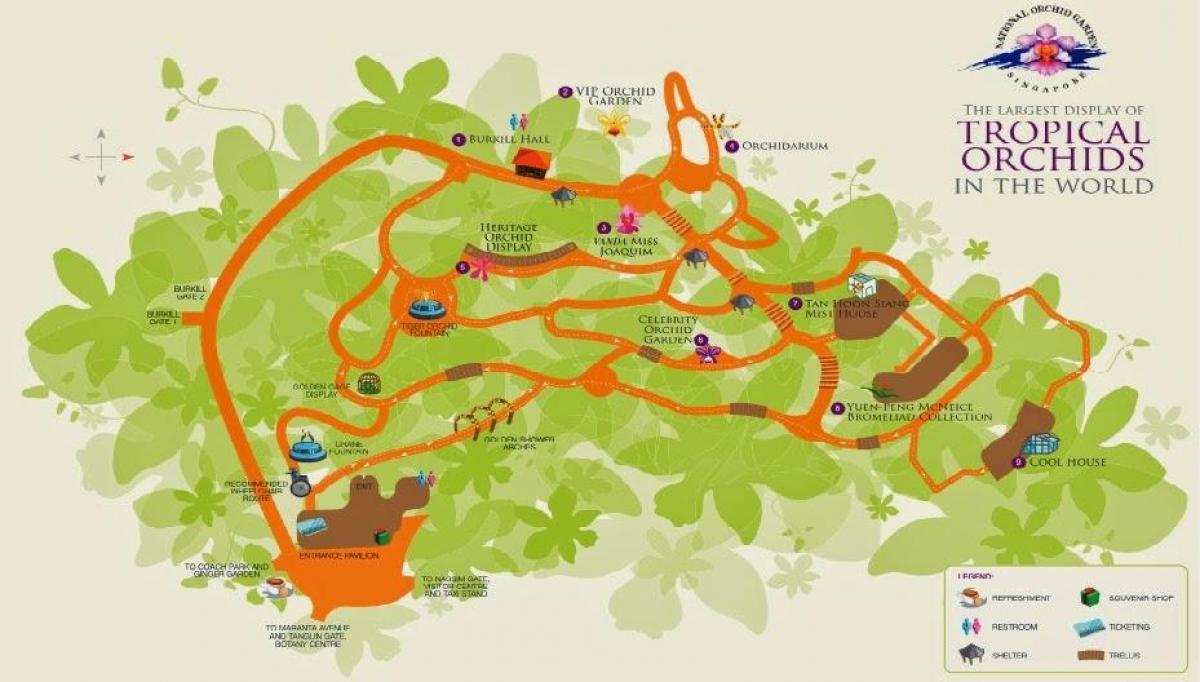 Ботанические сады Сингапура на карте