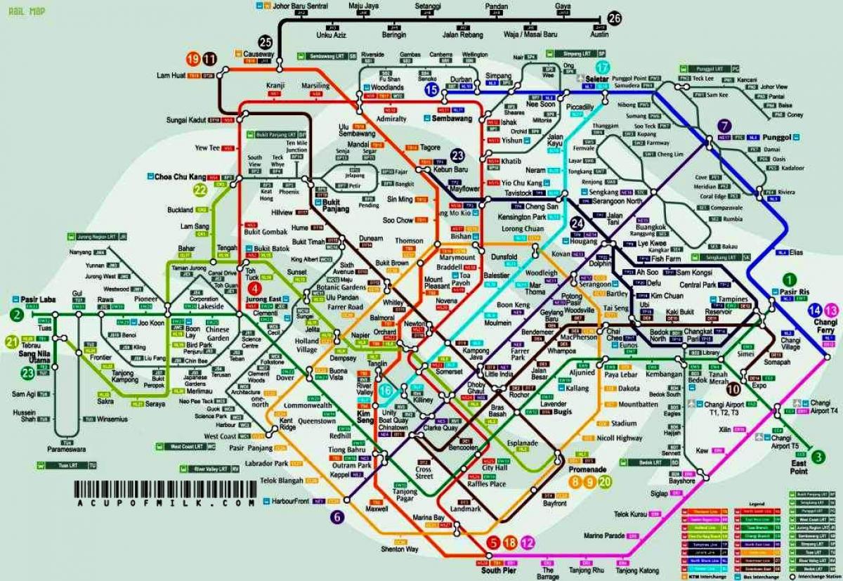 МРТ маршрут на карте Сингапура