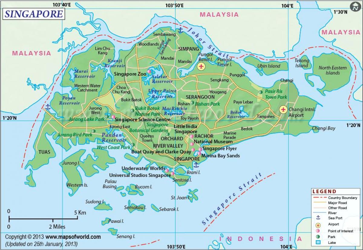 Расположение Сингапура на карте