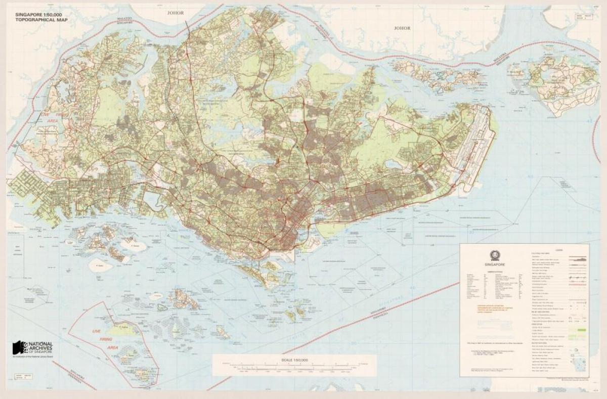 карта Сингапура топографическая