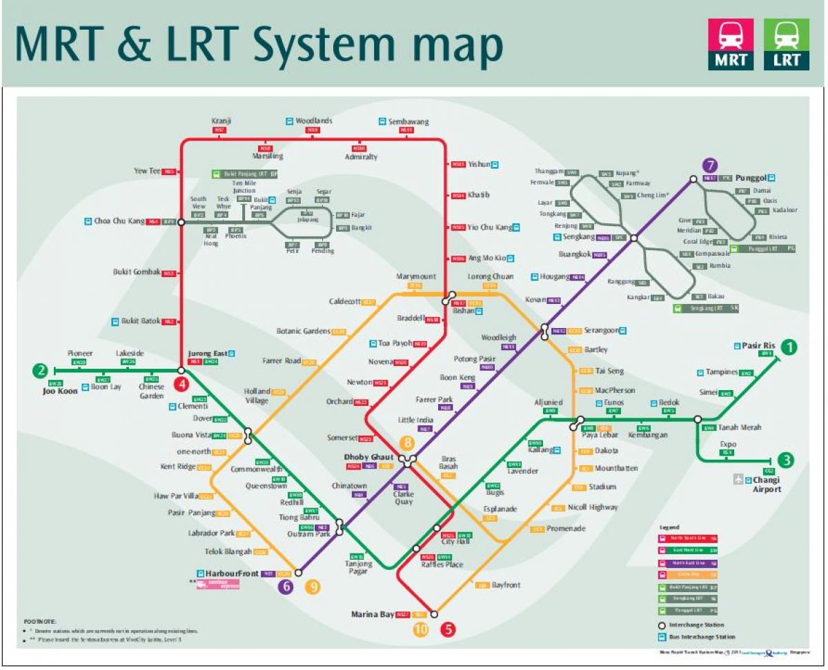 лрт маршрут на карте Сингапура